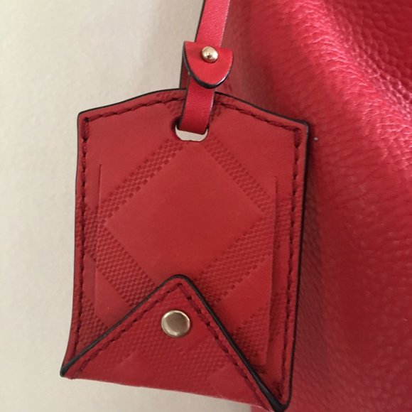 Burberry Ashby Red Soft Pebbled Leather Tote Bag - Picture 8 of 16
